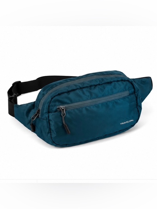 Travelon Handbags - Travelon Teal Lightweight Belt Bag / Fanny Pack Crossbody with Front Zip Pocket